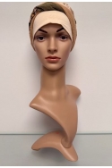 Bambusový turban s našitou čelenkou Beige W/ Romance